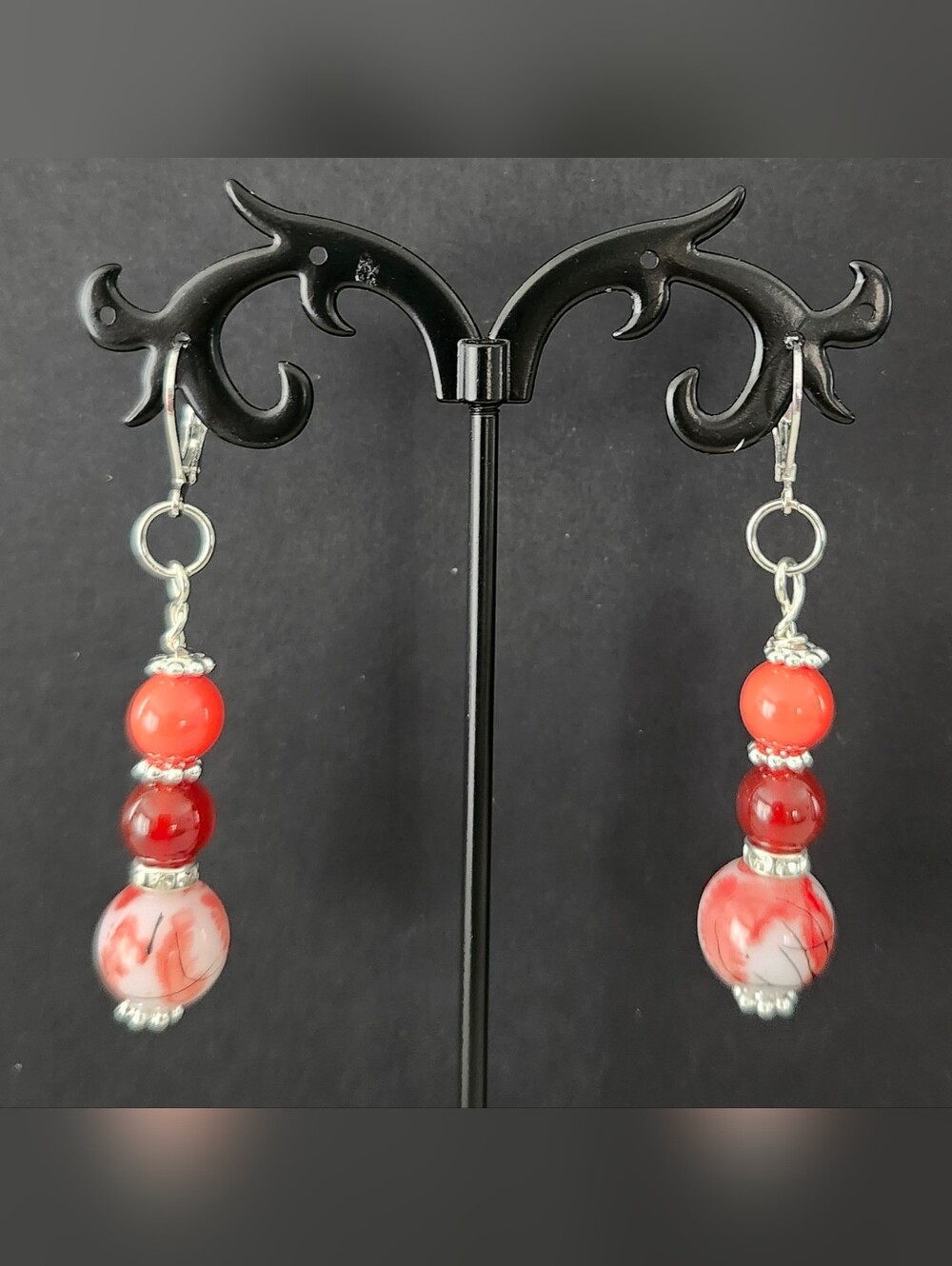 Earrings Porcelain-look Carnelian Drop Handcrafted